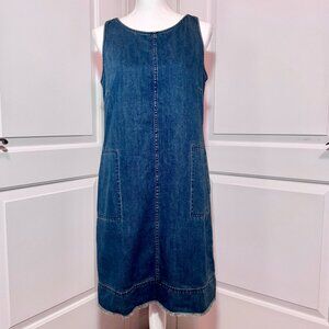 J. Jill 100% cotton, Sleeveless Denim Midi Dress, Size Small, Tie Back